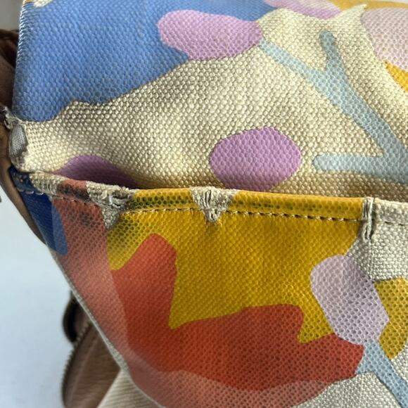 Fossil Preston Crossbody Purse Leather Canvas W/ Floral Pattern Flap Zip Around - Picture 8 of 16
